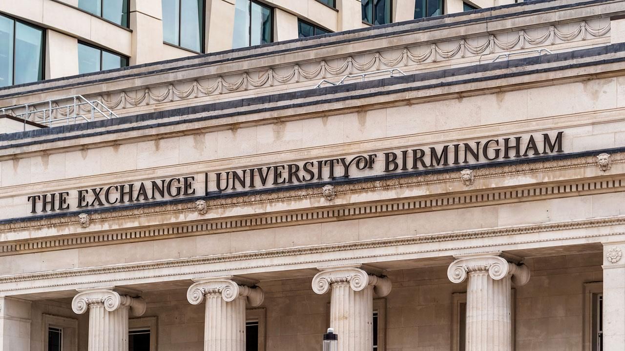 The Exchange, University of Birmingham, building signage